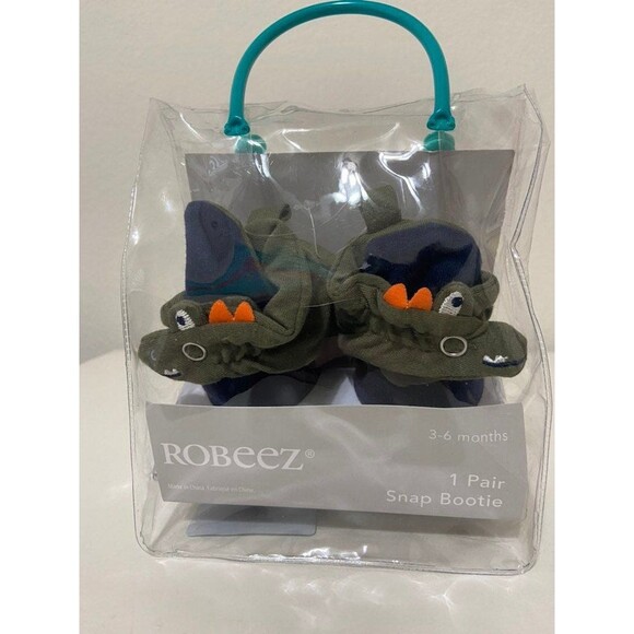 Robeez Crocodile Snap Booties Crib Shoes Size 3-6 Months NEW - Picture 2 of 3